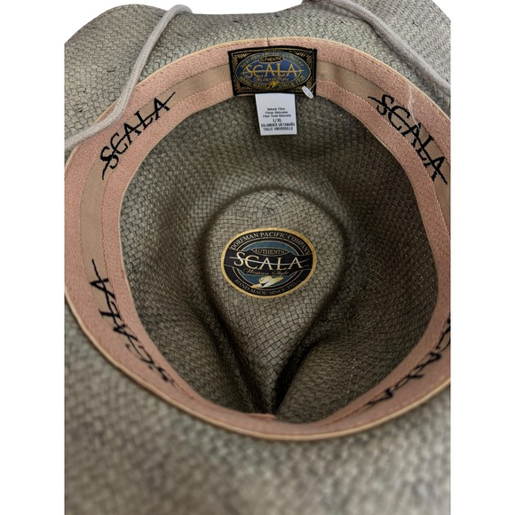 Scala Western Style Straw Cowboy Hat Natural Fiber Sun Concho Tan L XL - Picture 4 of 4